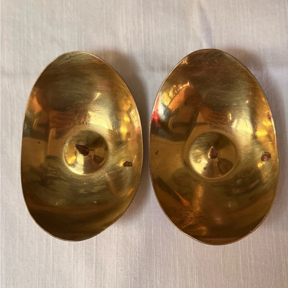Vintage Pair Brass Candle Holders